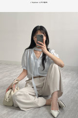 Pomelo Tie Short Sleeve Blouse