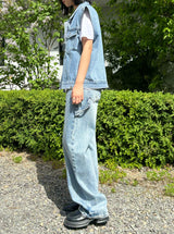 デニムストラップワイドパンツ code 18105