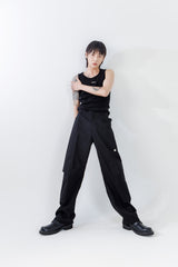 multi layered pants_ black