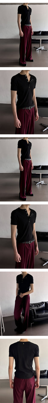 [S/S] High ribbed henry neck half knit(3color)