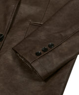 85-VIVA044 [Vegan Leather] Vintage Shape Half Leather Jacket Dark Brown