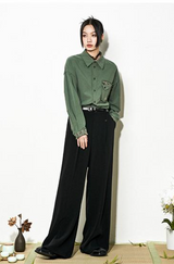 All-purpose straight-leg casual trousers with a relaxed drape.