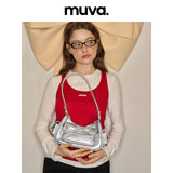 muva.バレエスタイル リボンディテール レザー 2WAYバッグ