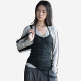 Henley Stripe Halter Tie Lyocell Sleeveless Top