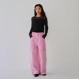leather mix snap pants