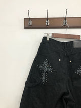 スタッズクロスワイドデニムパンツ