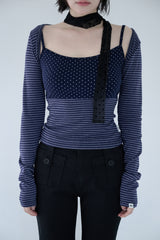 MIXED PATTERN CAMI & BOLERO SET NAVY