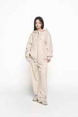 25SS INK STAMP LOGO HOODIE ZIP UP DARK BEIGE