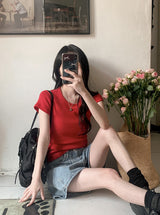 Double Belt Loop A-Line Denim Shorts (2color)