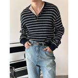 [S/S] ストライプヘンリーネックニットスリーブレス(2color)