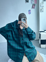 DAILY OVER HOOD SHIRT BLOUSE💚💙❤ - 3 COLORS