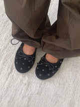 EYELET SUEDE FLAT SHOES (3color)