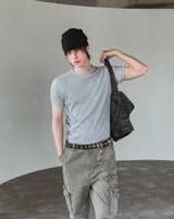 Beryl Lettering Ribbed Short Sleeve T-shirt