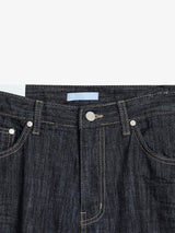Indigo embossed denim pants