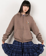 Twister Star Button Hoodie Zip-up - Brown    
