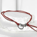 Suede string lettering necklace_orange
