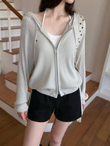 [ORIGINAL] Soda Summer Ribbed Knit Zip-up Hoodie