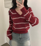 [MADE] Rollipop, striped V-neck knit