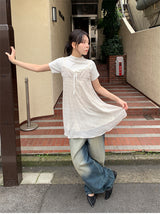 RIBBED HALF NECK TEE (4C)