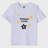 Campus Lover With Star Crew Neck Light Gray Women's Short-Sleeved T-Shirt [For women]