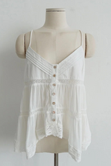 LACE BREEZE BUTTON CAMI TOP (WHITE, VIOLET GRAY 2COLORS!)