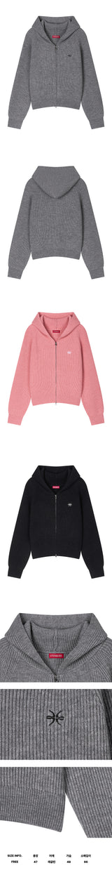 Knit Tuck-Stitch Zip-Up Hoodie (26FOU-HDZP01)