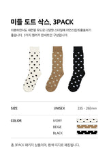 [3PACK] 1507 UNISEX DOT BASIC SOCKS - middle dot ivory colorpack