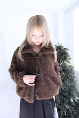 Soft wool two-button fur cropped jacket jumper (2colors)