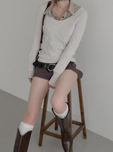Rose Applique Deep Round Tee