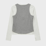 スターカットアウトトップセットレイヤードTシャツ