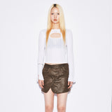 Cut Out Sleeve Top White