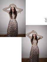 Long Check Chiffon Sharalla Skirt