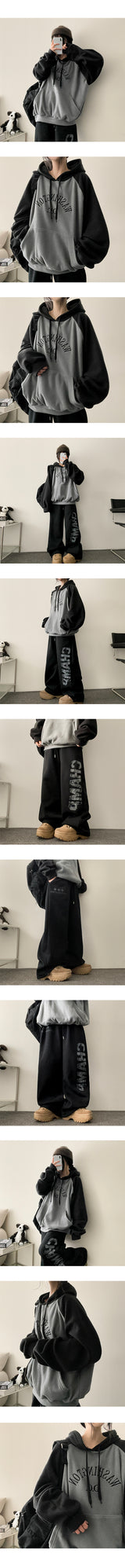 Males fleece raglan colored hoodie