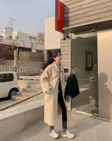 Wool buckle long coat