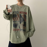 Otin ピグメントヴィンテージプリントオーバーフィットロングスリーブTシャツ