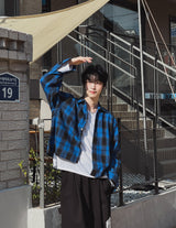 Ombre Over Check Crop Shirt