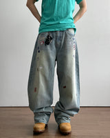 Sticker Print Denim Pants