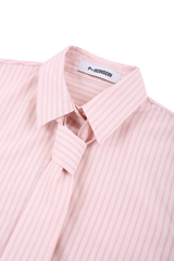 Pink stripe crop shirts & tie set