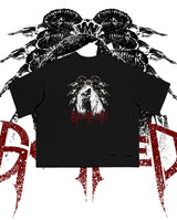 ゴーテッドカッティングオーバーサイズTシャツ(ブラック)