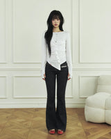 Jelly Button Asymmetric Ruched Top