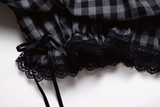 チェックバルーンスカートパンツ -Black