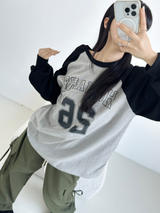 カラーブロックラグランオーバーフィット💛🤎💙🖤 - 3 COLORS