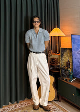 One-Tuck Semi-Banded Cotton Pants 3COLOR