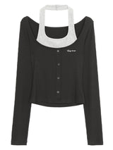 ホルターレイヤードツーピース長袖Tシャツ
