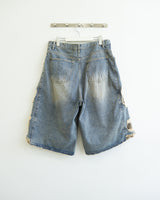 Destroyed Camouflage Denim Half Pants