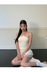 Lily frill shirring lace skirt