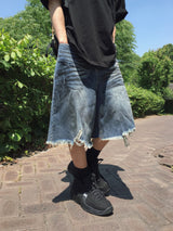 Checka Dirty Oil バミューダデニムパンツ 2C