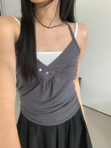 Moen V-Neck Halter-Neck Button Top