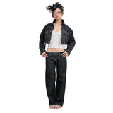 Tiberinus - Hipbone Jeans - Ultra-Low Rise Wide Straight-Leg Jeans - Black - Embroidered Back Pocket - 18 cm Rise - Low-Rise Fit - 25 cm Leg Opening