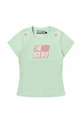 Plaid Patch Slim Crop Tee